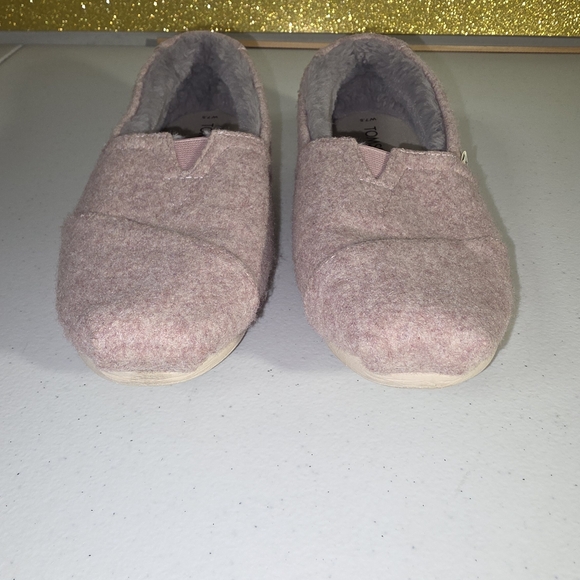 TOMS Women's Alpargata Faux Fur Lined Slip-On Flats dusty rose Sz.7.5 Slippers - Picture 8 of 16